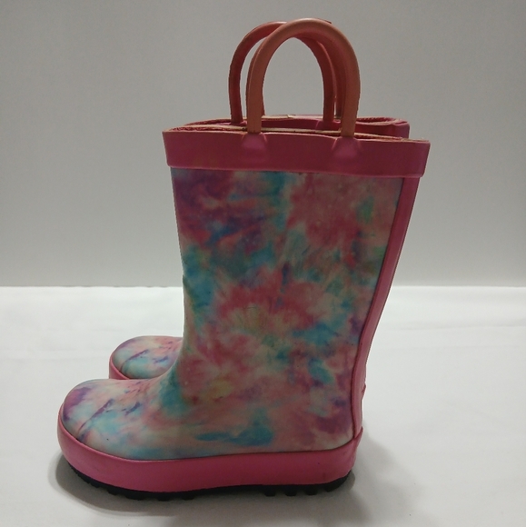 Colorful Tie-Dye Rain Boots with Handles - Picture 3 of 10